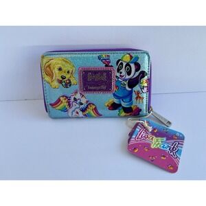 Loungefly Lisa Frank Color Block, Unicorn Alien Glittery Zip Around Wallet
